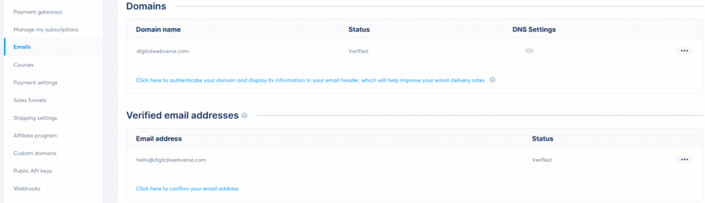 Systeme.io Domain and Email Verification