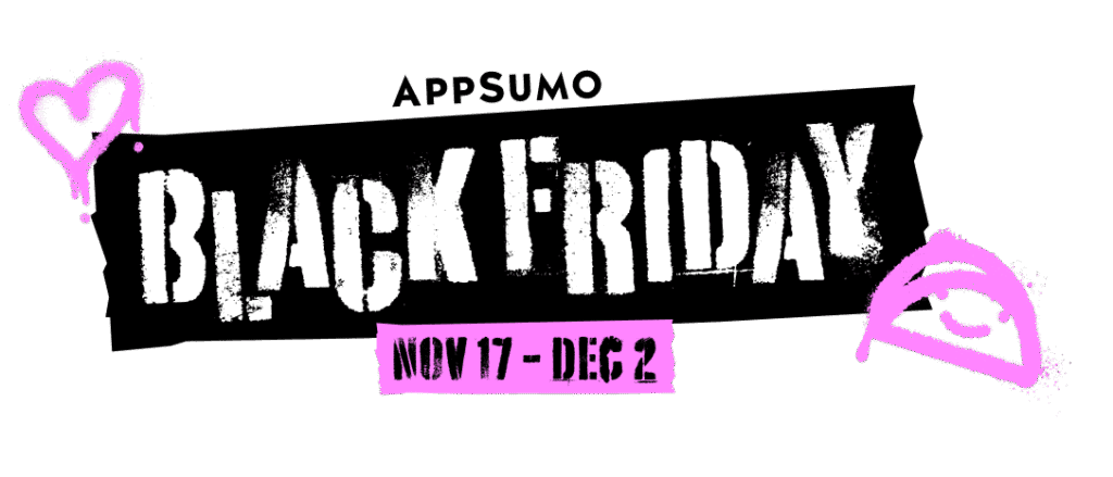 AppSumo Black Friday 2025 promotional image featuring deal teaser graphics